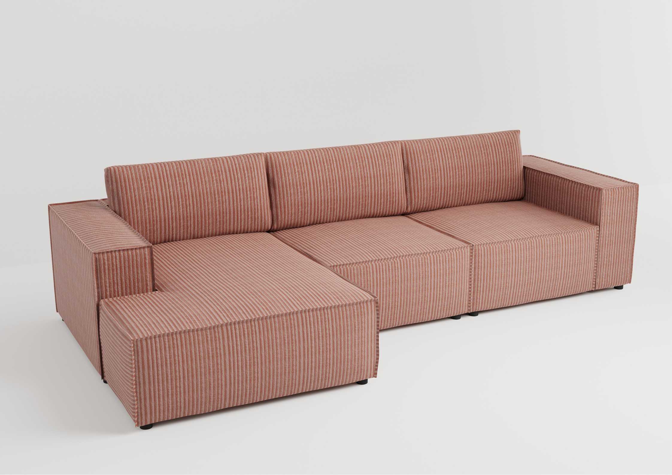 Modułowy narożnik z przeszyciami w kolorze różowym